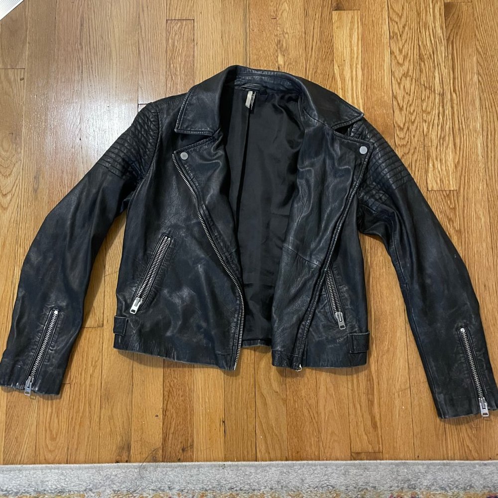 Topshop Genuine Leather Moto Jacket
